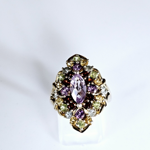 Michael Valitutti Genuine Gemstone 💍 in 18k Gold over Sterling Silver Sz 7! - Picture 3 of 13